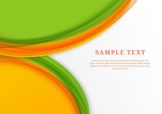 Abstract business template green, orange gradient wavy or curved shape layers on white background with space for your text.
