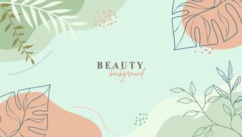 Abstract floral template banner. Trendy minimal organic background. Vector floral beauty backdrop pastel colors