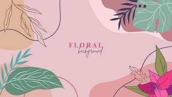 Abstract floral template banner. Trendy minimal organic background. Vector floral beauty backdrop pastel colors