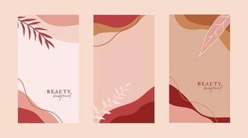 Abstract floral template banner. Vector set of social media stories design templates