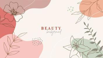 Abstract floral template banner. Trendy minimal organic background. Vector floral beauty backdrop pastel colors