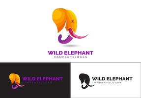 elephant head gradient logo vector