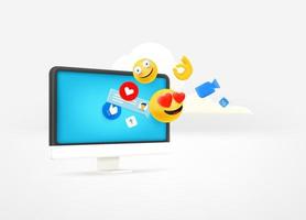 Using modern gadget to communicate in web. Social media concept vector