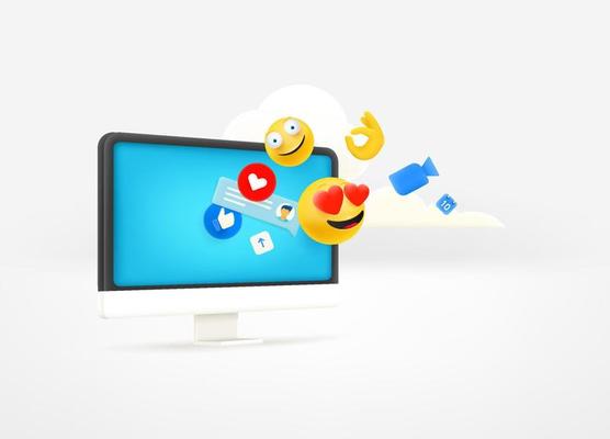 Using modern gadget to communicate in web. Social media concept