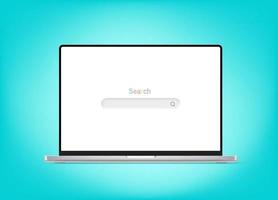 Modern laptop computer with search in browser window vector