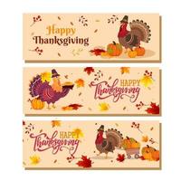 happy thanksgiving banner template vector
