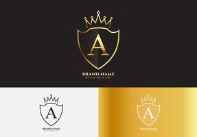 Letter A gold luxury crown logo concept vector