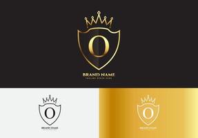 Letra o concepto de logotipo de corona de lujo de oro vector