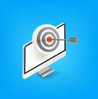 Dart in a bullseye. Success business concept. Isometric vector illustration isolated on white background