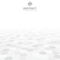 Abstract hexagon perspective pattern white and gray color background. vector