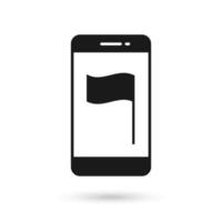 Mobile phone flat design icon with flag symbol vector