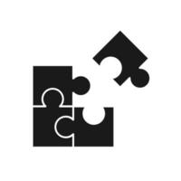 Four Puzzle vector icon of four pieces. Jigsaw game icon. Vector Illustration