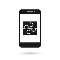 Mobile phone flat design with puzzle icon. vector