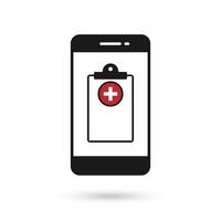 Mobile phone flat design icon with medical report symbol vector