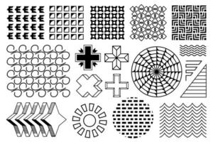 Memphis set, geometric modern design elements. Memphis flat shapes collection, isolated on white background. Abstract black shapes and patterns for your design projects. vector