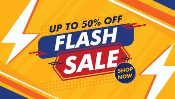 Flash sale shop now yellow banner templateVector vector