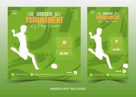 Colección de publicaciones de plantilla de redes sociales para club de fútbol o torneo de fútbol vector gratuito