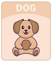 Alphabet flashcard with Cute dog cartoon character. vector