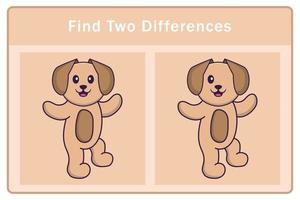 Cute dog cartoon character. Find differences. Educational game for children. Cartoon vector illustration