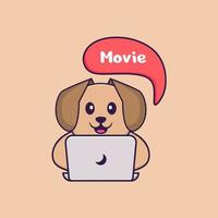 Cute dog cartoon character vector illustration.