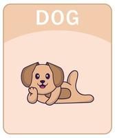 Alphabet flashcard with Cute dog cartoon character. vector