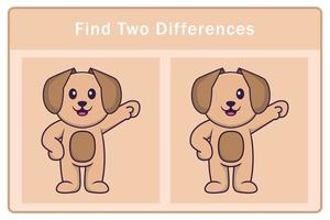 Cute dog cartoon character. Find differences. Educational game for children. Cartoon vector illustration