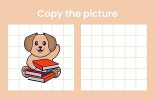 Copy the picture of a cute dog. Educational game for children. Cartoon vector illustration