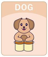 Alphabet flashcard with Cute dog cartoon character. vector