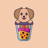 Ilustración de vector de personaje de dibujos animados de perro lindo.