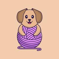 Ilustración de vector de personaje de dibujos animados de perro lindo.