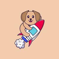 Ilustración de vector de personaje de dibujos animados de perro lindo.