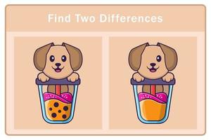 Cute dog cartoon character. Find differences. Educational game for children. Cartoon vector illustration