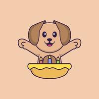 Ilustración de vector de personaje de dibujos animados de perro lindo.