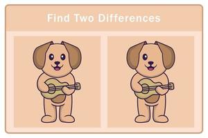 Cute dog cartoon character. Find differences. Educational game for children. Cartoon vector illustration