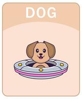 Alphabet flashcard with Cute dog cartoon character. vector