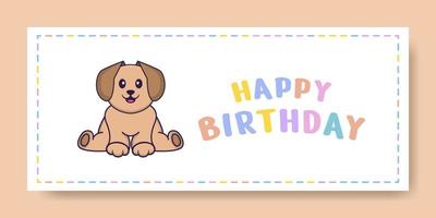 Banner de feliz cumpleaños con personaje de dibujos animados de perro lindo. ilustración vectorial vector