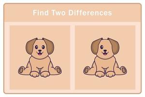 Cute dog cartoon character. Find differences. Educational game for children. Cartoon vector illustration