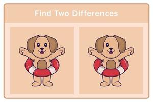 Cute dog cartoon character. Find differences. Educational game for children. Cartoon vector illustration