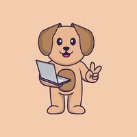 Cute dog cartoon character vector illustration.