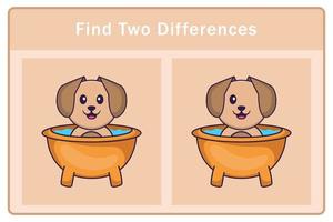 Cute dog cartoon character. Find differences. Educational game for children. Cartoon vector illustration