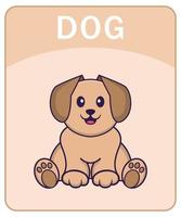 Alphabet flashcard with Cute dog cartoon character. vector