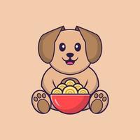 Ilustración de vector de personaje de dibujos animados de perro lindo.