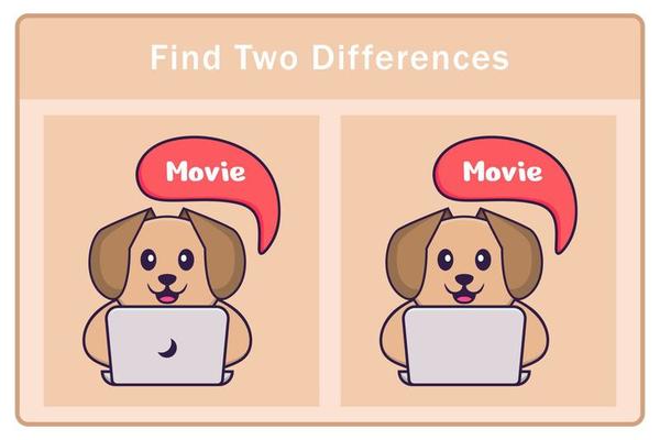 Cute dog cartoon character. Find differences. Educational game for  children. Cartoon vector illustration 4244449 Vector Art at Vecteezy