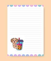 Planner page and to do list with cute dog. Cartoon vector illustration.