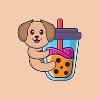 Ilustración de vector de personaje de dibujos animados de perro lindo.