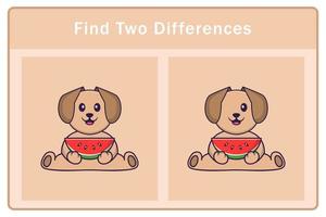 Cute dog cartoon character. Find differences. Educational game for children. Cartoon vector illustration