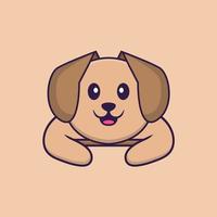 Ilustración de vector de personaje de dibujos animados de perro lindo.