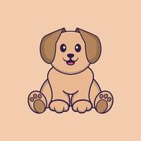 Ilustración de vector de personaje de dibujos animados de perro lindo.