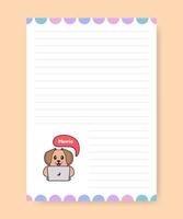 Planner page and to do list with cute dog. Cartoon vector illustration.