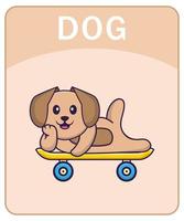 Alphabet flashcard with Cute dog cartoon character. vector